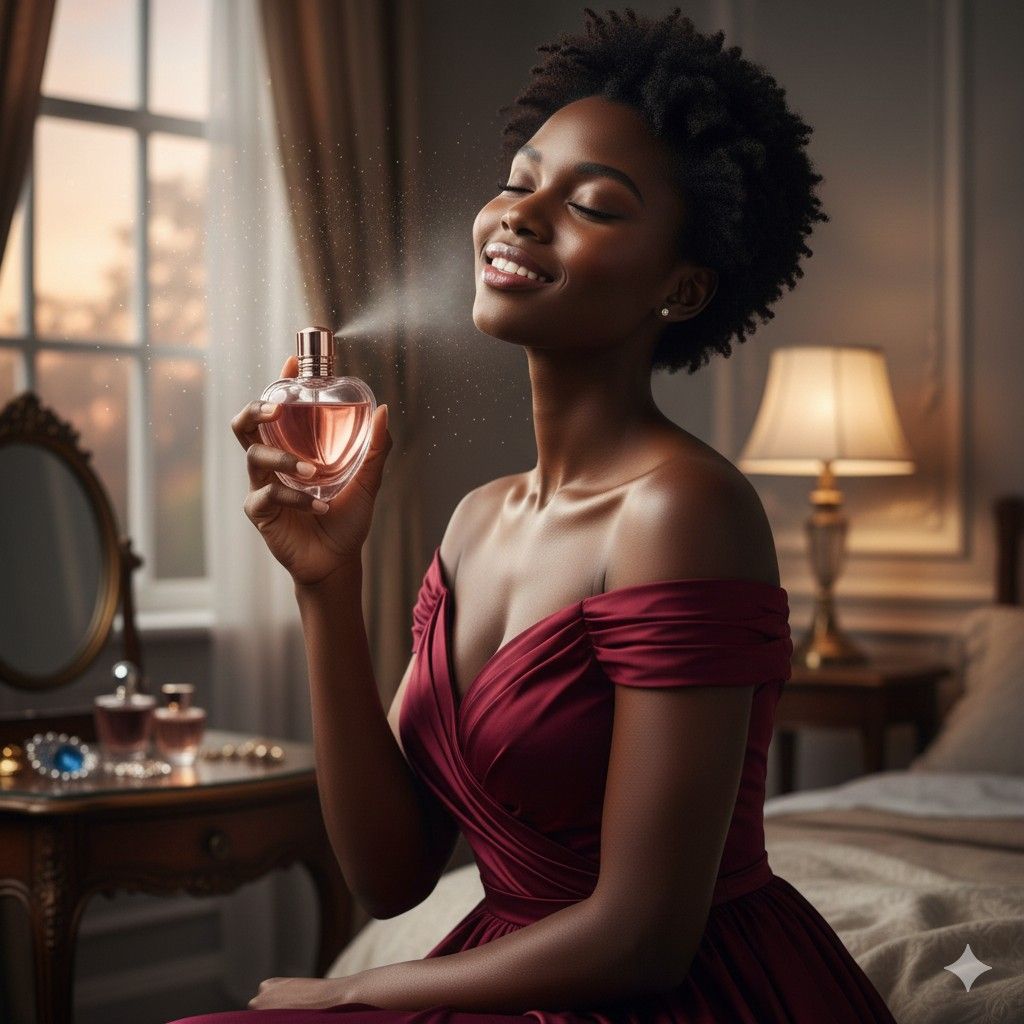 Luxury perfume bottle on a warm-toned background